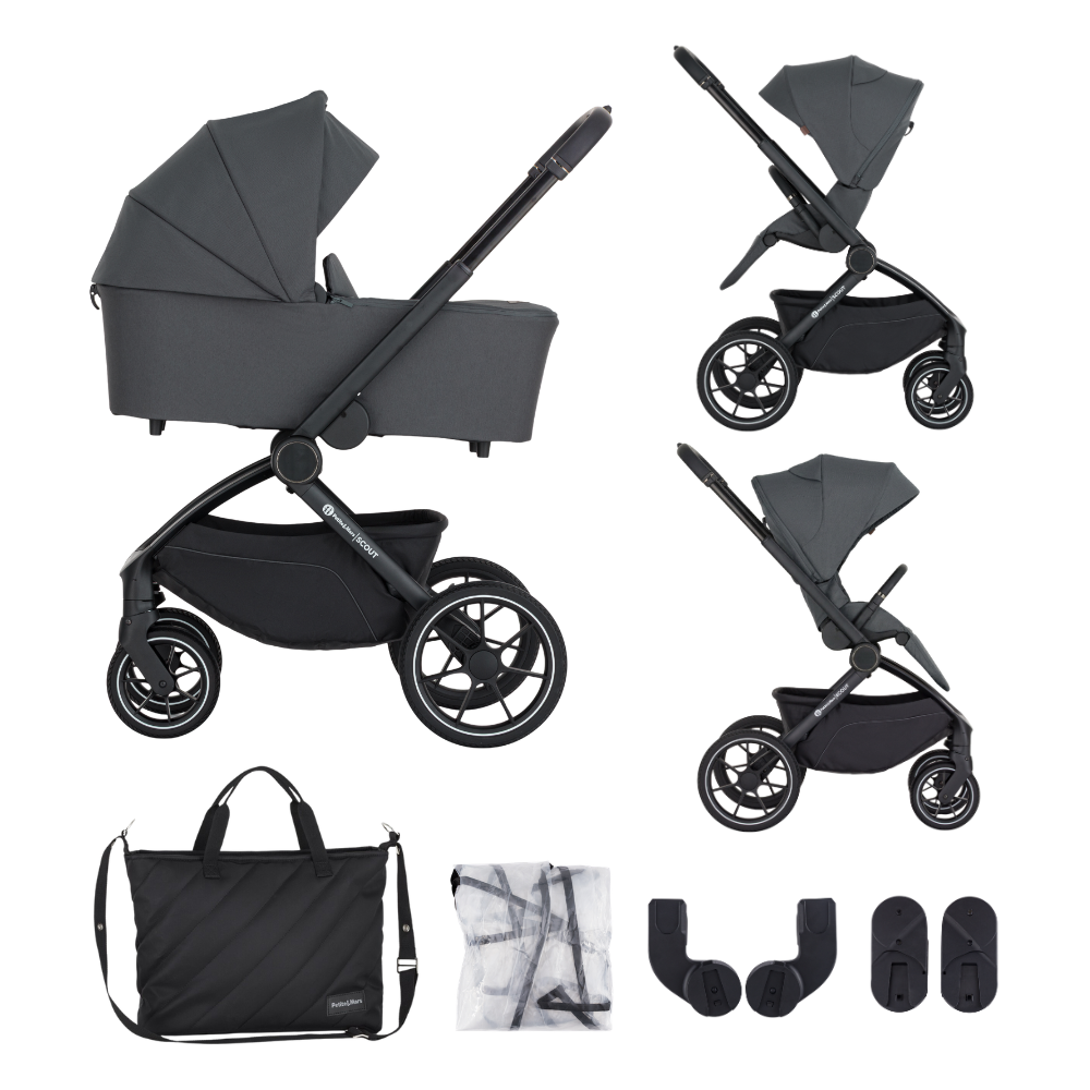 PETITE&amp;MARS Kočík kombinovaný SCOUT 3v1 Anthracite Moon s Core Pro i-Size