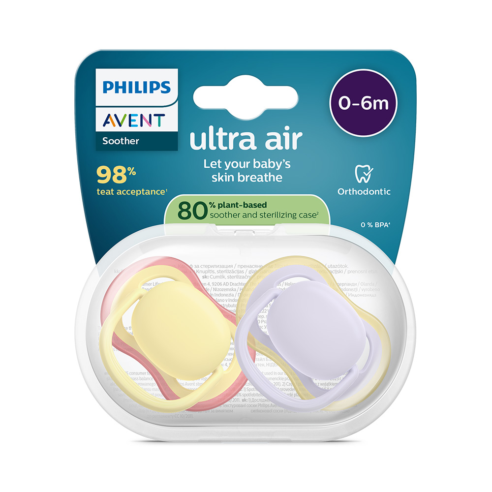 Philips AVENT Cumlík Ultra air fialová/žltá 0-6m dievča 2ks
