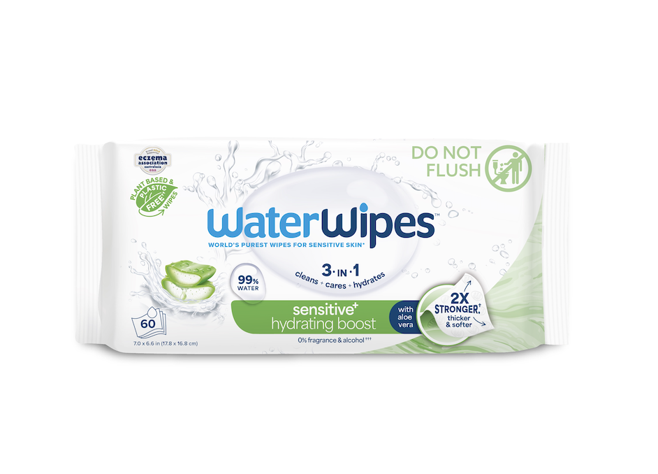 6x WATERWIPES Obrúsky vlhčené Hydrating clean with aloe vera 3in1 60 ks (360 ks) 