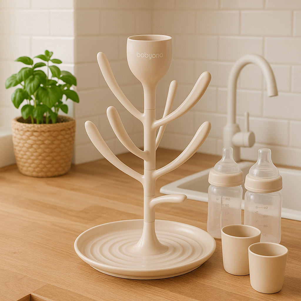 BABYONO Odkvapkávač univerzálny na fľaše a príslušenstvo Tulip Beige