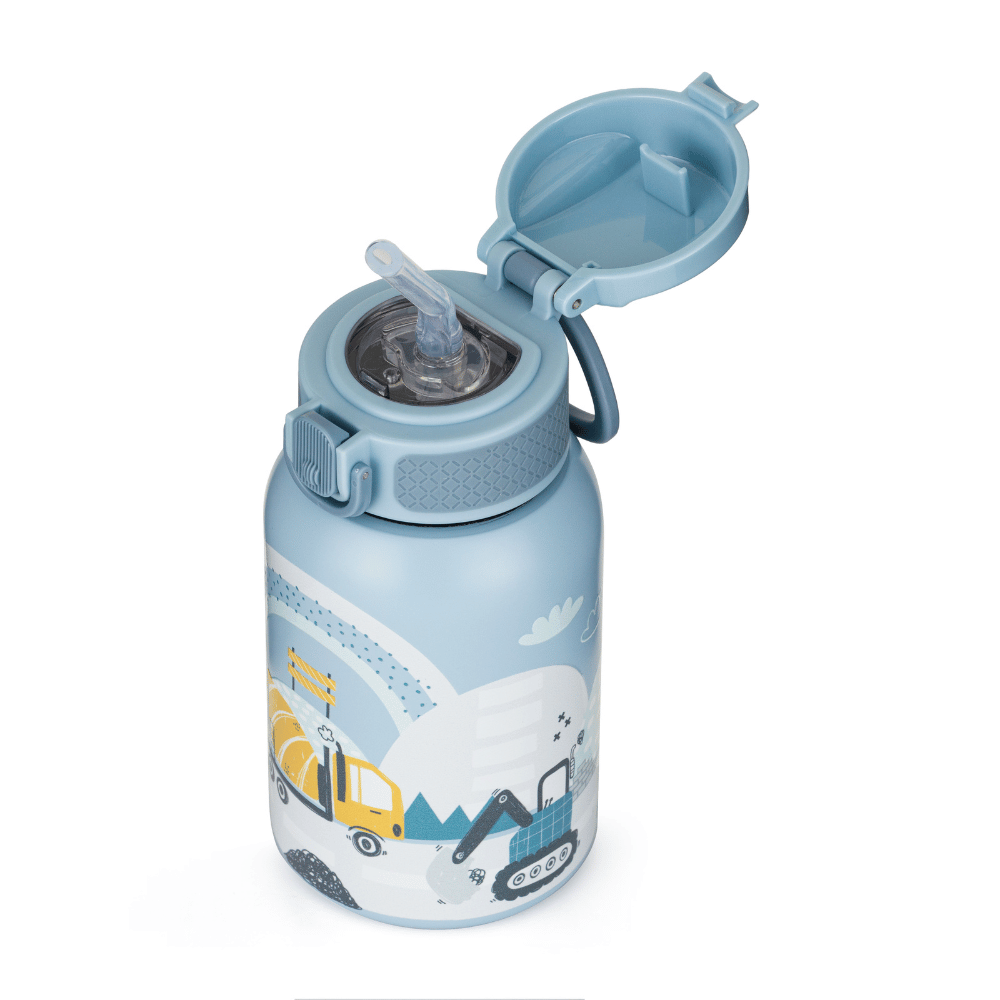 PETITE&amp;MARS Fľaša nerezová termo so slamkou 350 ml Work Zone 12m+