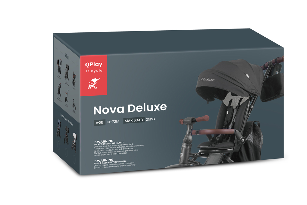 QPLAY Trojkolka Nova Deluxe 5v1 Grey, 10-72 mesiacov