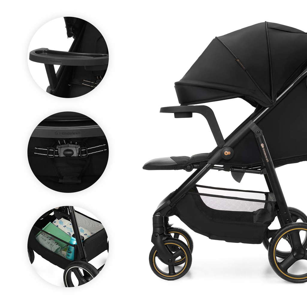 KINDERKRAFT Kočík športový Trig 3 Tray Onyx Black