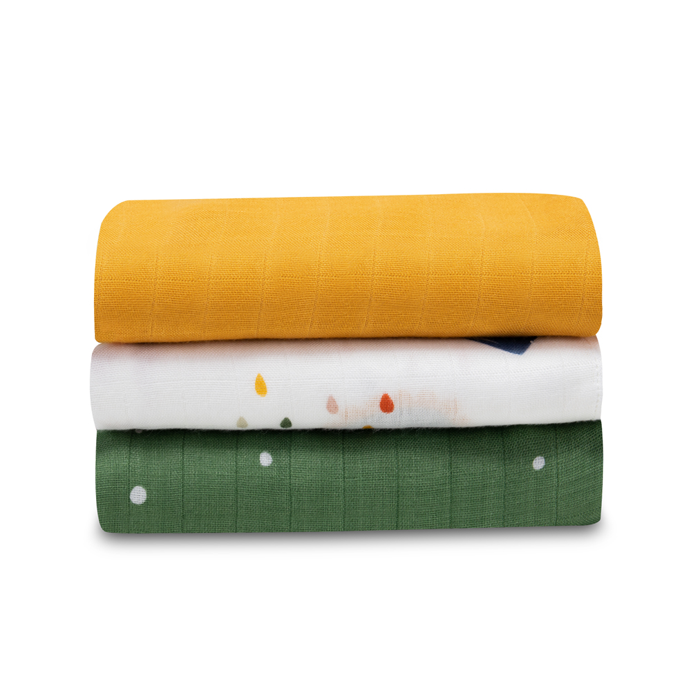 LIONELO Bambusové plienky Bamboo Set Dino, 3 ks