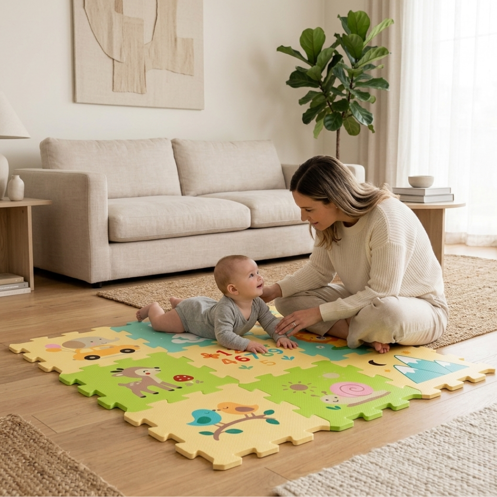 PETITE&amp;MARS Podlahové skladacie puzzle Nexli 6 ks, Forest Friends