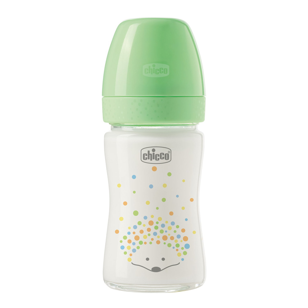 CHICCO Dojčenská sklenená fľaša Perfect Easy 150 ml, pomalý silikónový prietok, neutrálna, 0m+