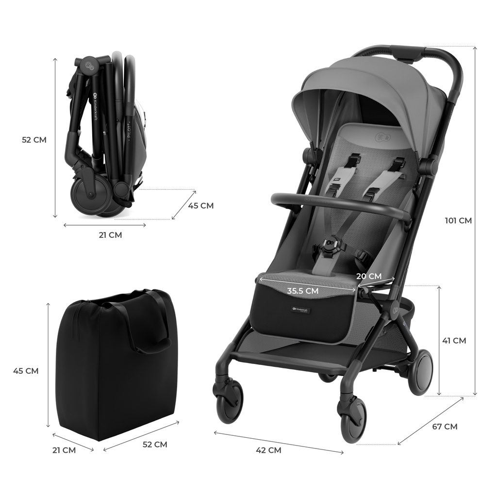 KINDERKRAFT SELECT Kočík športový Pilot 2 Grey