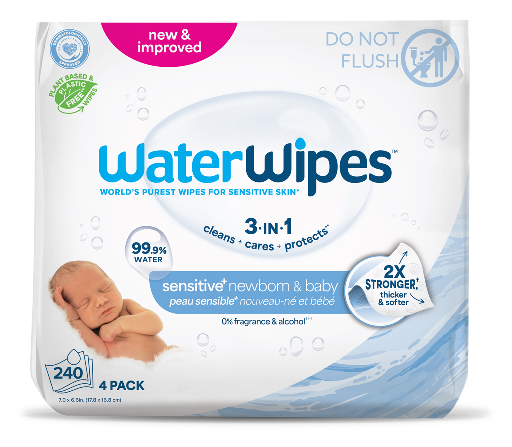 4X WATERWIPES Obrúsky vlhčené Newborn&amp;Baby 3in1 60 ks (240 ks) 