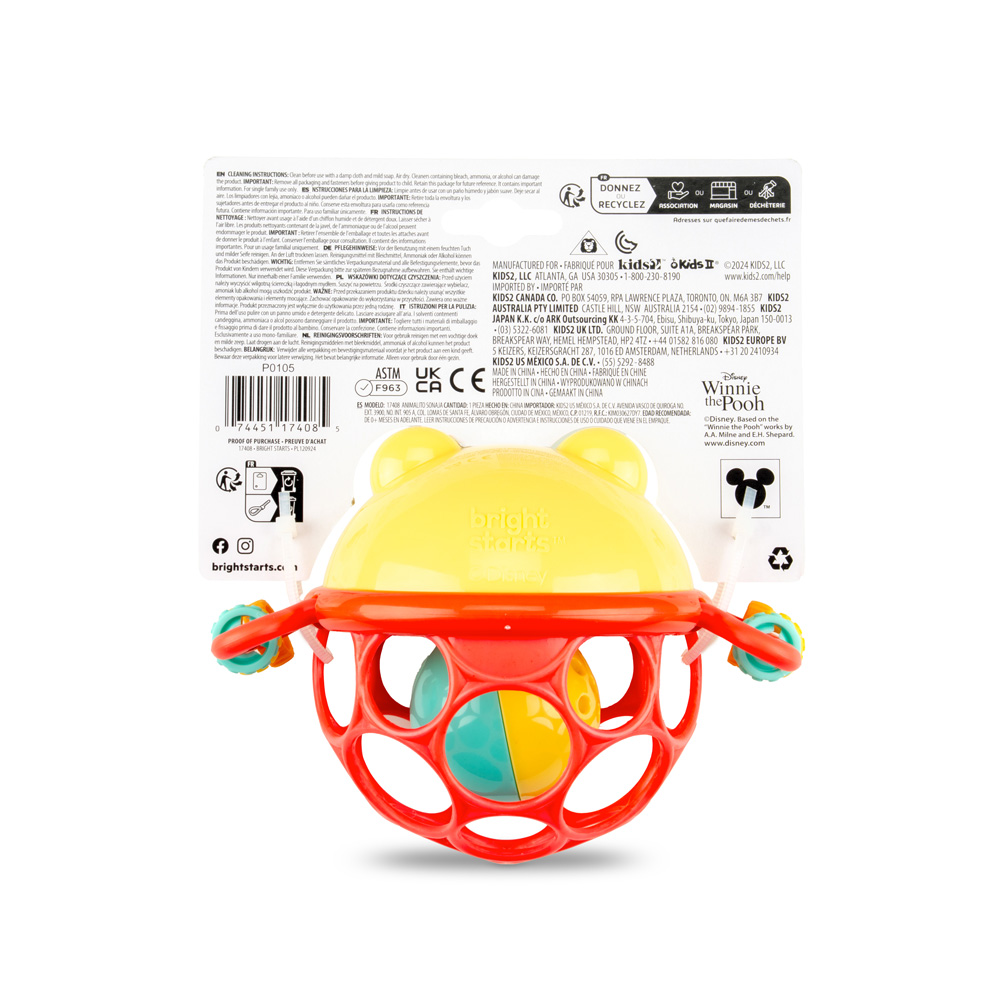 BRIGHT STARTS Hračka Oball hrkálka Winnie the Pooh Jingle &amp; Shake™ 0m+