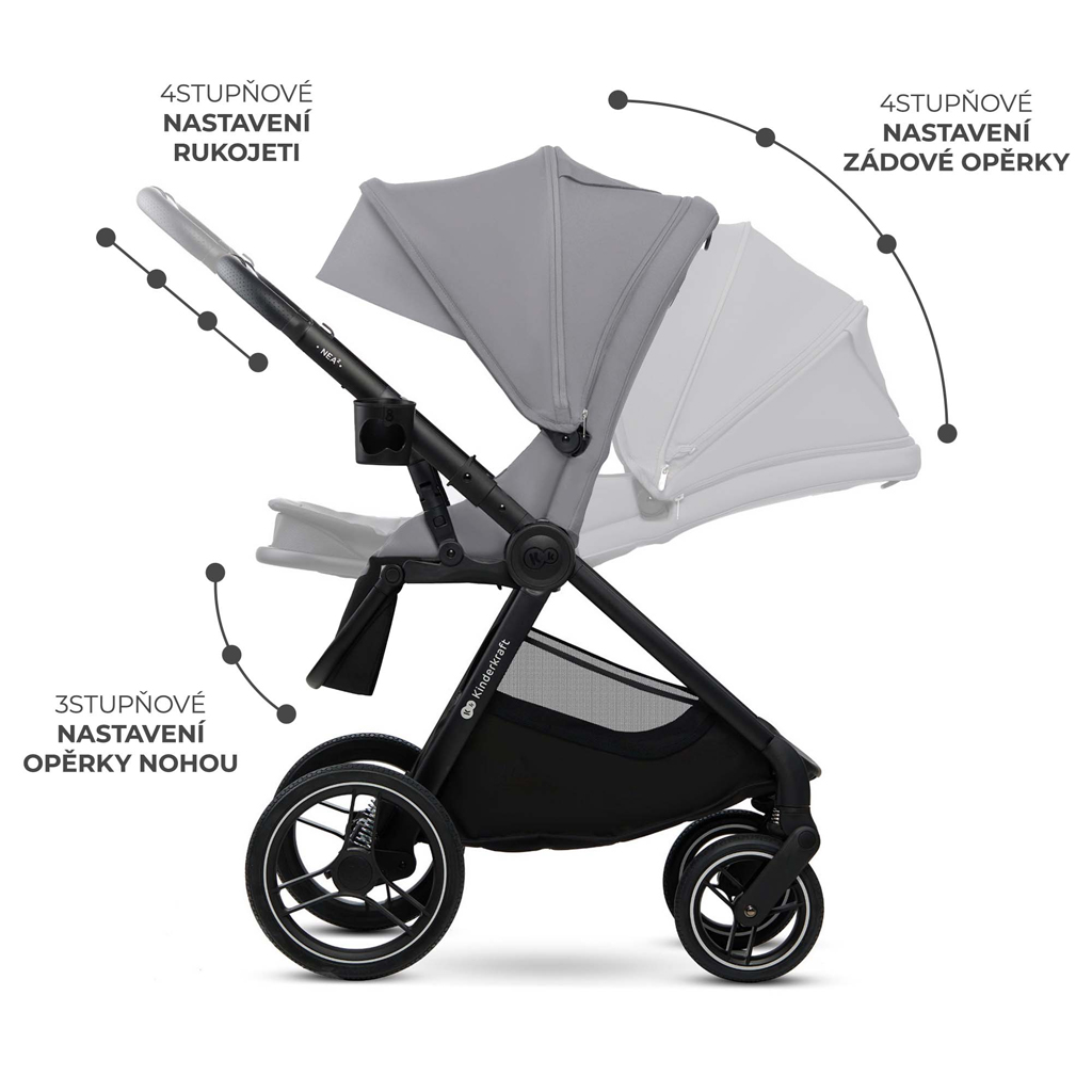 KINDERKRAFT Kočík kombinovaný Nea 2 2v1 Platinum Grey