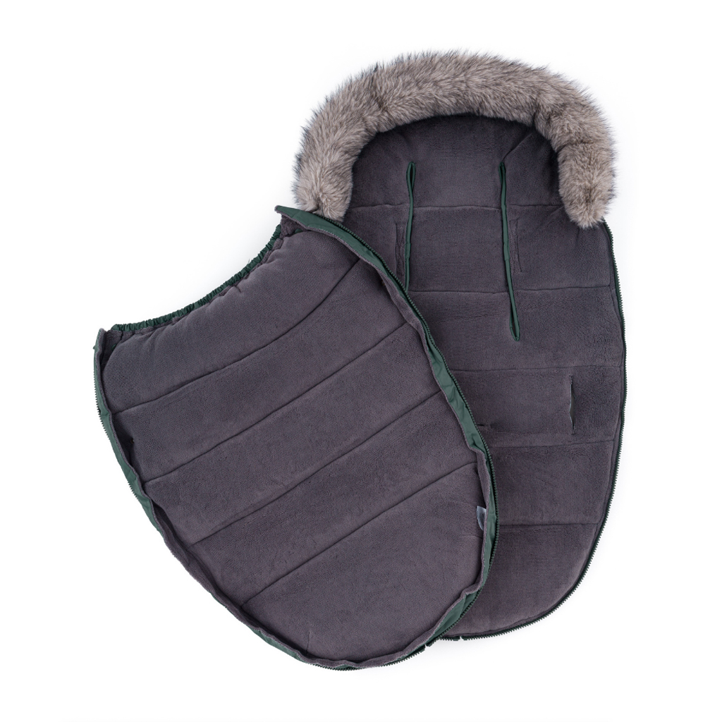 PETITE&amp;MARS Set zimný fusak Comfy 4v1 + rukavice na kočík Furry Veritable Khaki