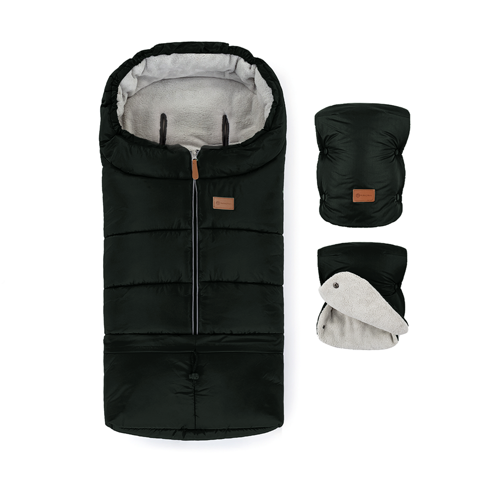 PETITE&amp;MARS Set zimný fusak Jibot 3v1 + rukavice na kočík Jasie Ink Black