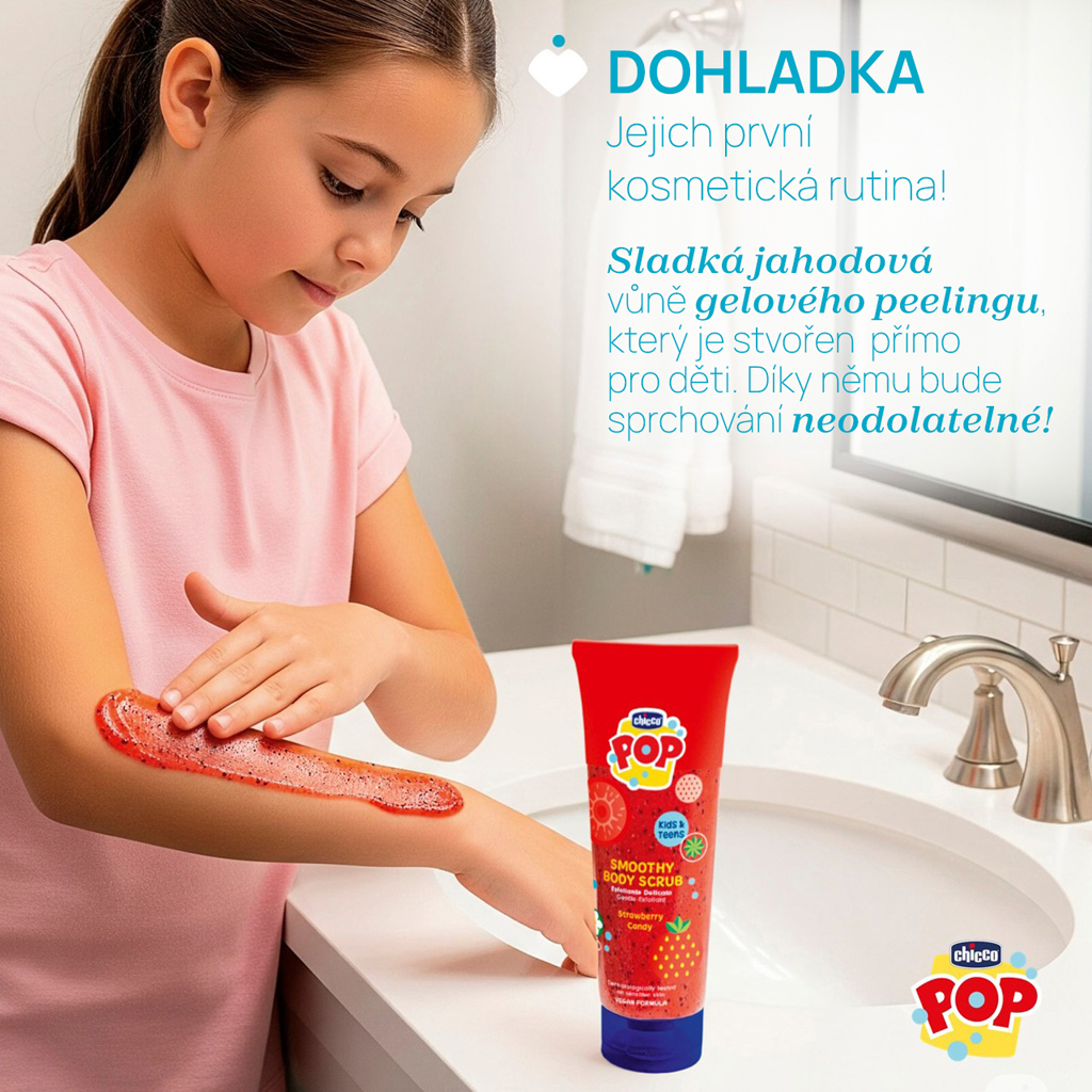 CHICCO Telový peeling Strawberry Smoothie POP pre deti a teenagerov 150ml
