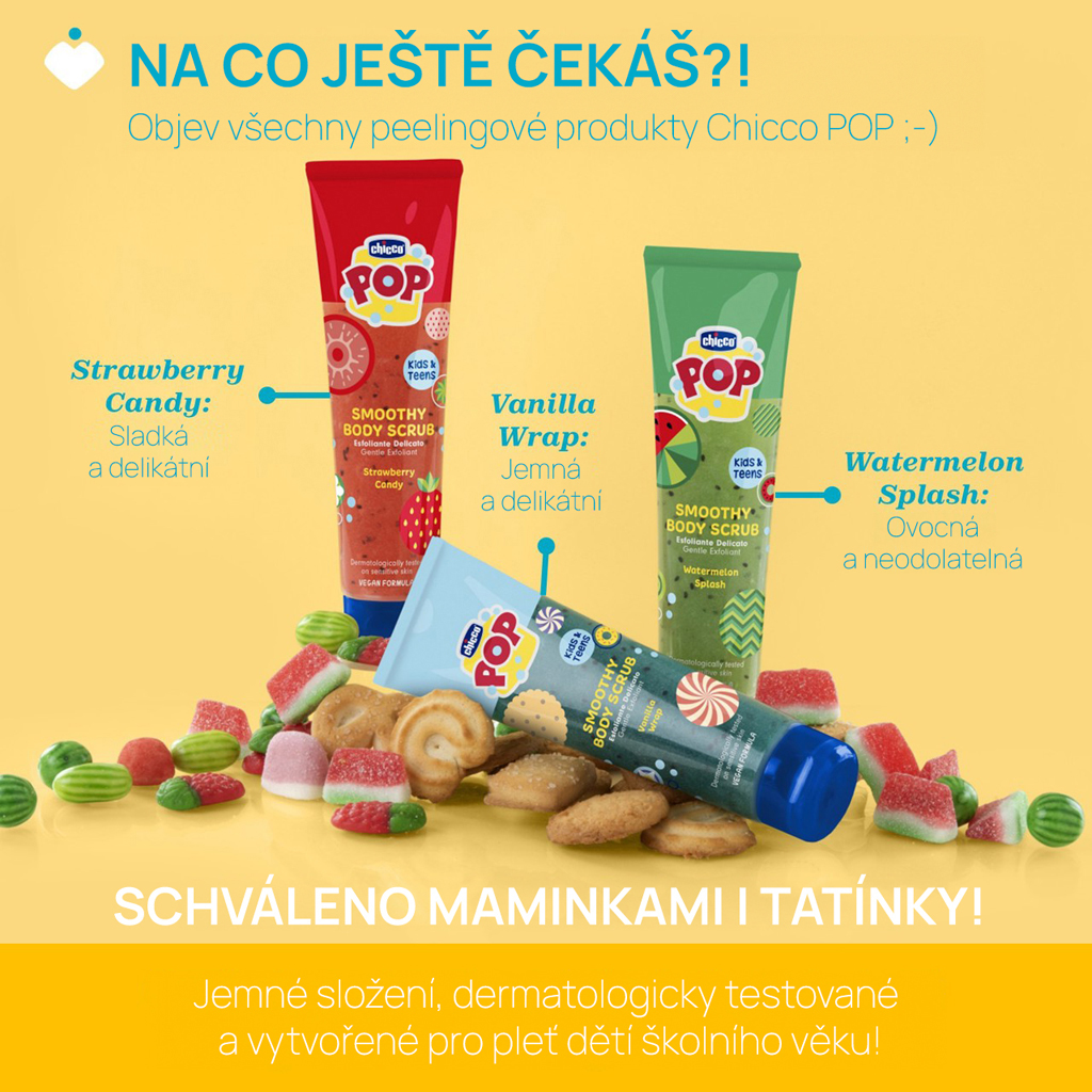 CHICCO Telový peeling Strawberry Smoothie POP pre deti a teenagerov 150ml