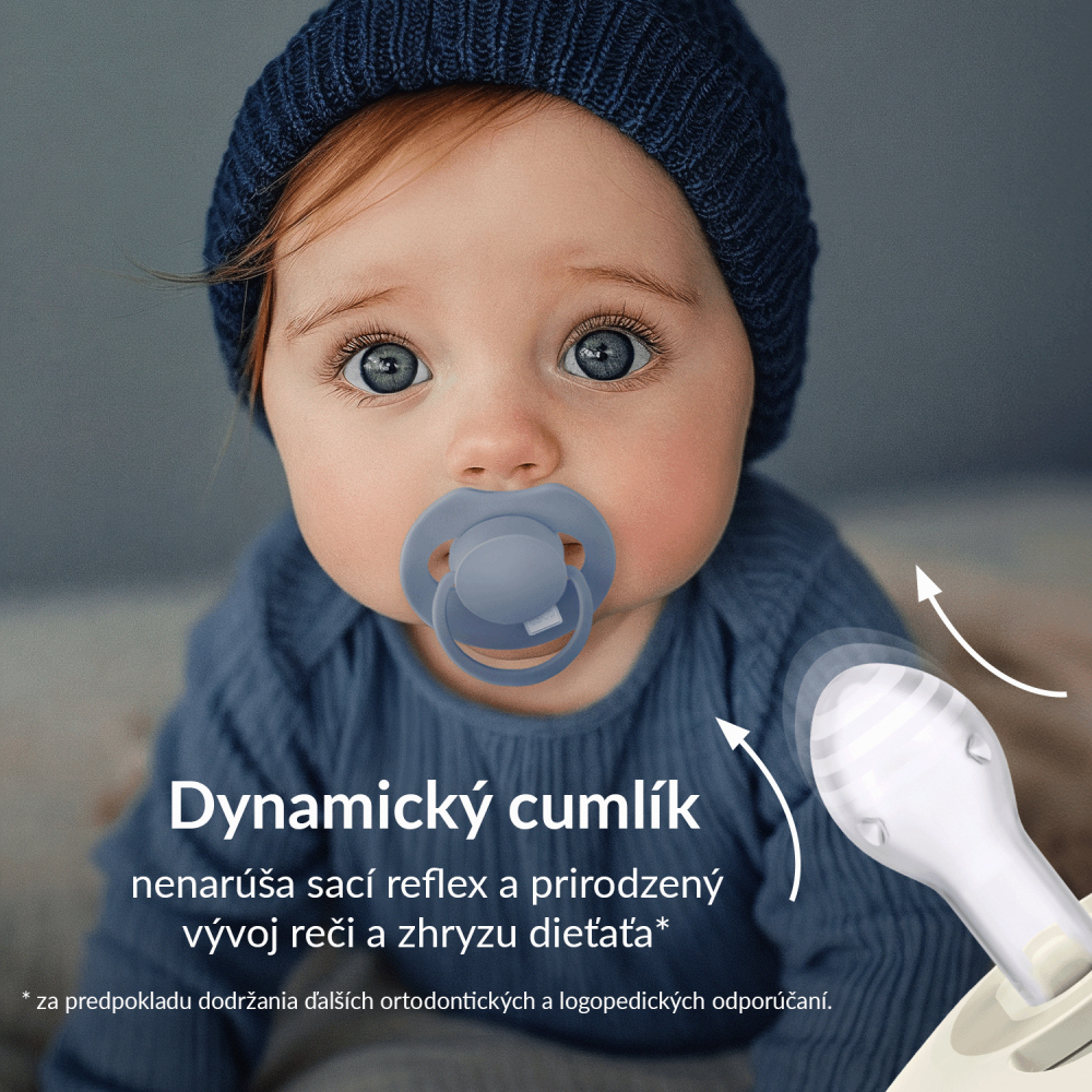 LOVI Cumlík svietiaci silikónový dynamický Prime 6-18m 2ks Ivory/Blush