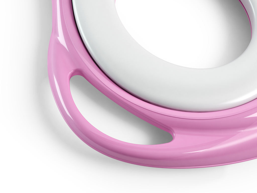 OK BABY Redukcia na WC mäkká protišmyková s rukoväťami Pinguo Soft Pink