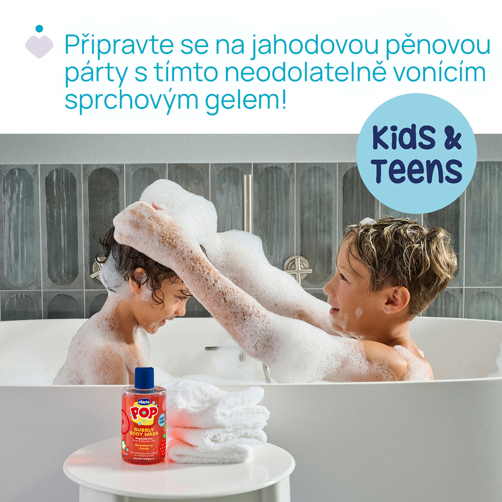 CHICCO Sprchový gél Strawberry candy POP pre deti a teenagerov 300ml