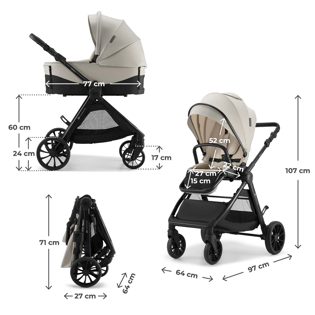 KINDERKRAFT Kočík kombinovaný Vesto 2 3v1 Beige