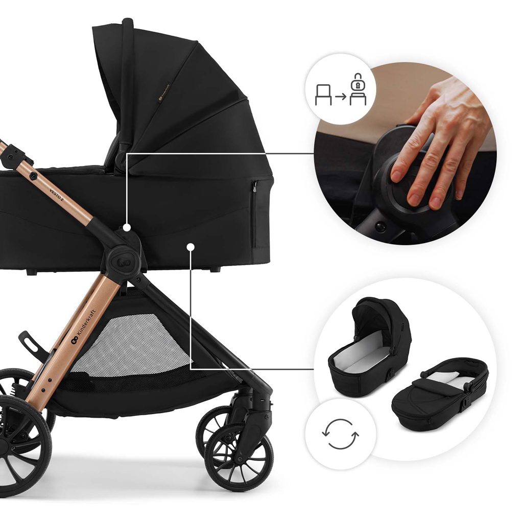 KINDERKRAFT Kočík kombinovaný Vesto 2 3v1 Black
