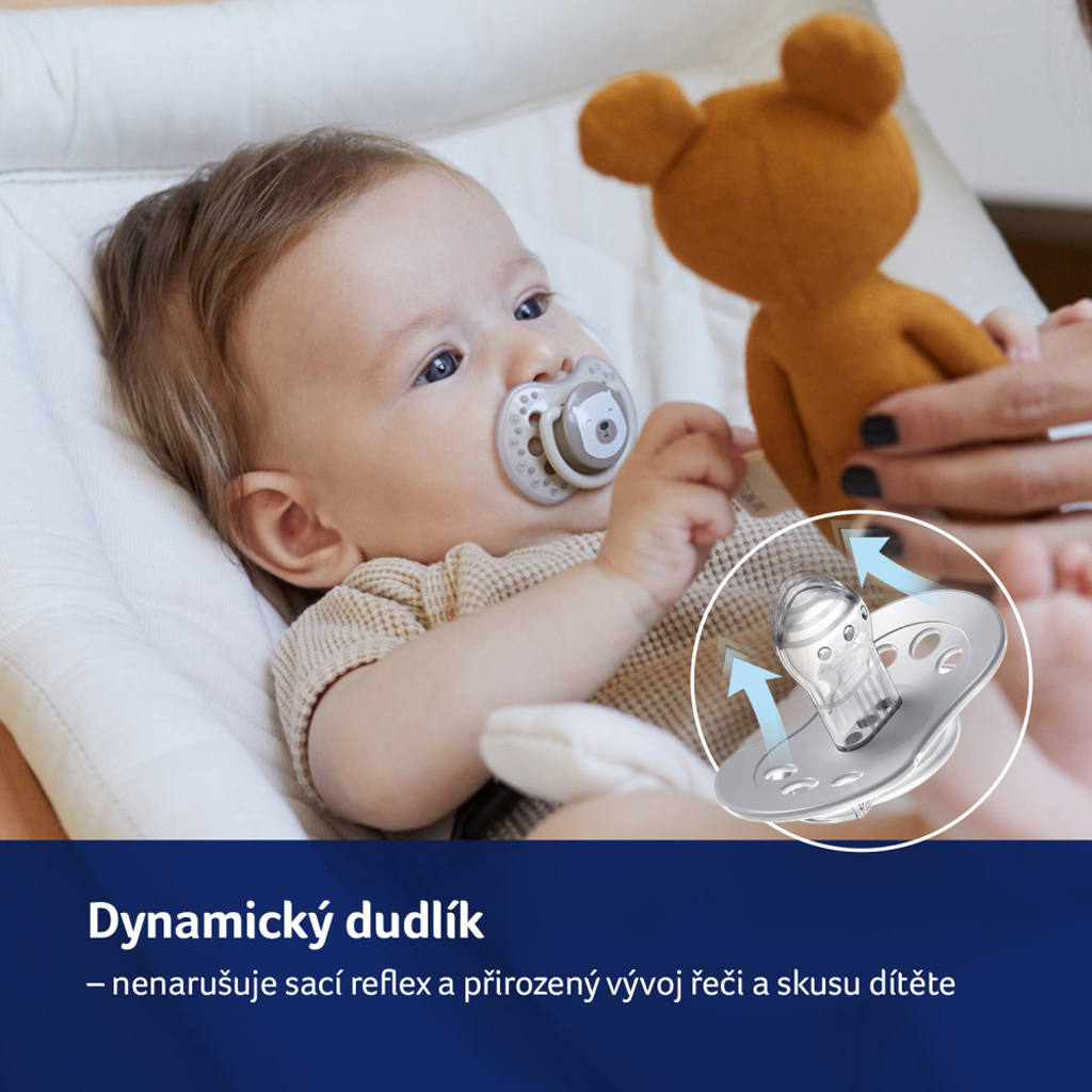LOVI Cumlík silikónový dynamický 0-6m 2ks Buddy Bear