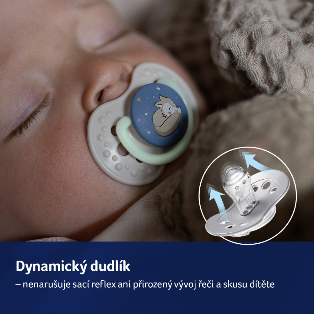 LOVI Cumlík dynamický silikónový Night&amp;Day 6-18m 2ks dievča