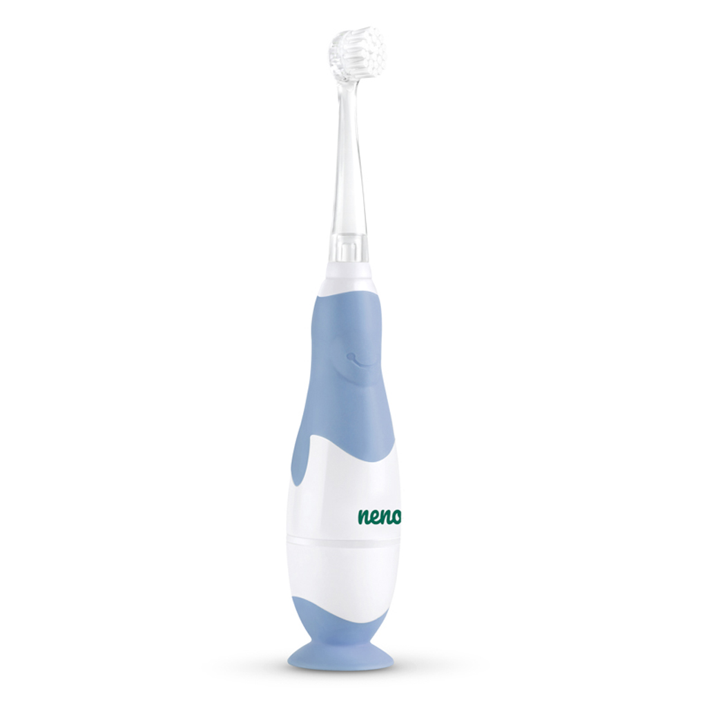 NENO Kefka zubná Denti Blue elektronická pre deti 3–36 mesiacov s LED svetlom a 4 nadstavcami