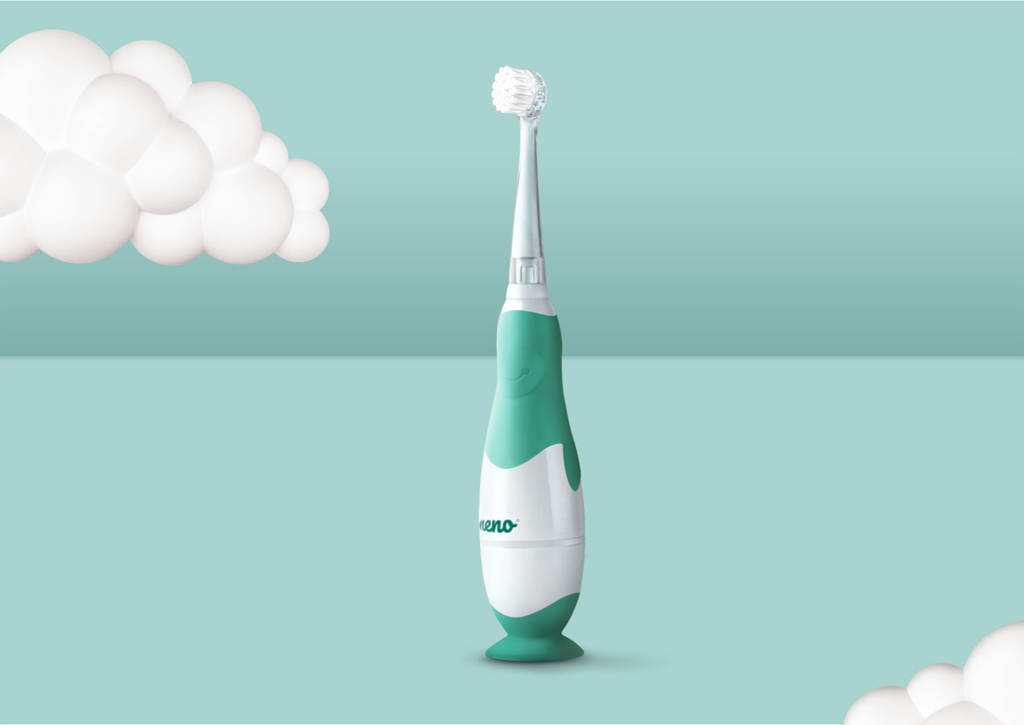 NENO Kefka zubná Denti Blue elektronická pre deti 3–36 mesiacov s LED svetlom a 4 nadstavcami