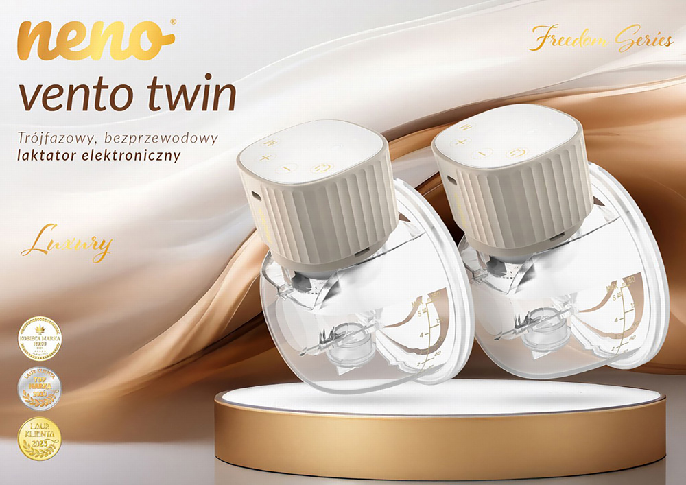 NENO Odsávačka mlieka Vento Duo bezdrôtová hands-free mušľová 3-fázová, USB-C