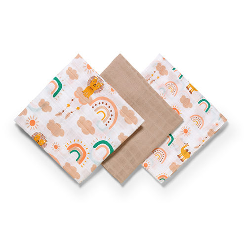 BABYONO Plienky mušelínové Super soft 3 ks - béžová