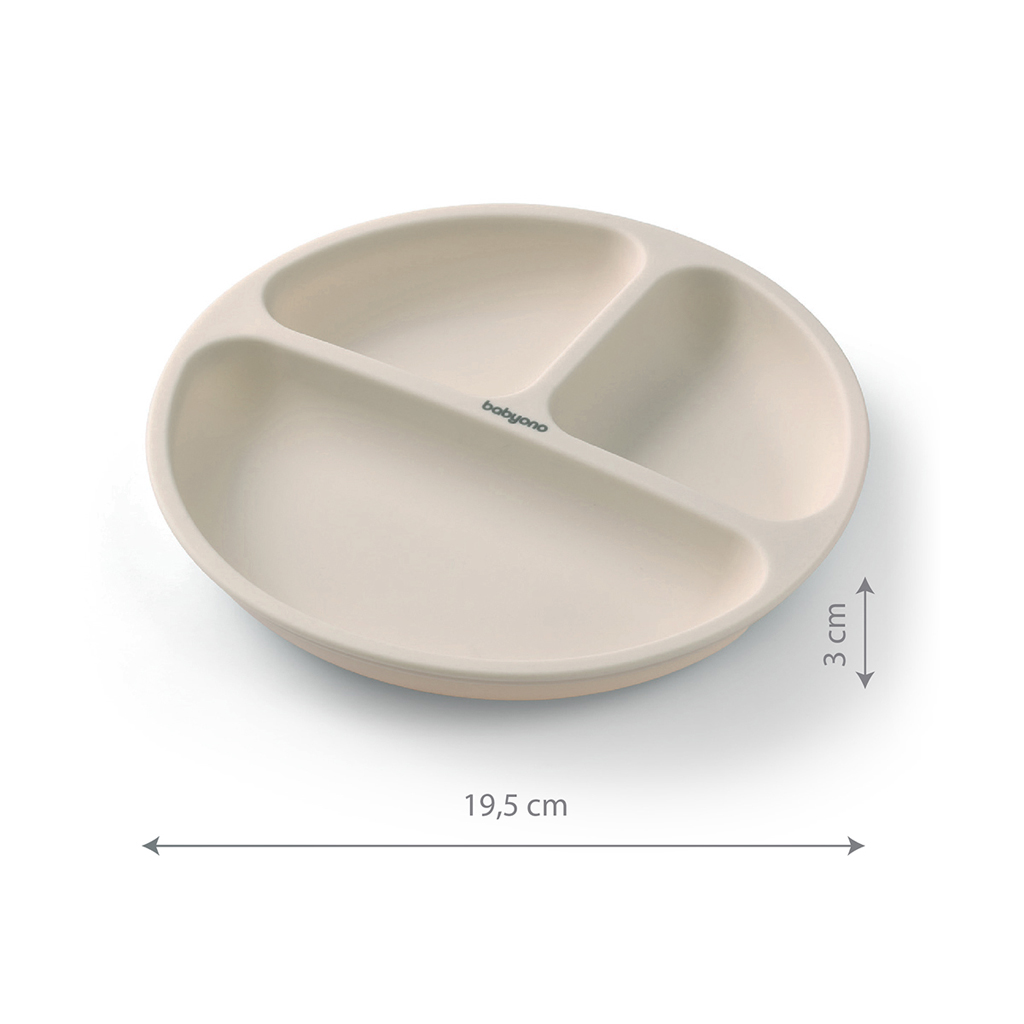 BABYONO Tanier silikónový s prísavkou - beige 6m+