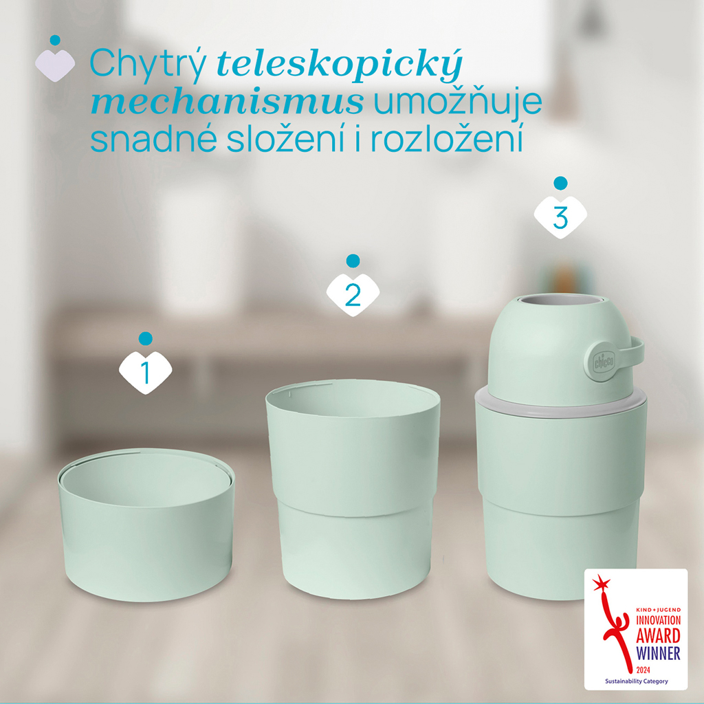 CHICCO Kôš na plienky teleskopický Odour Off na odstránenie zápachu Tundra