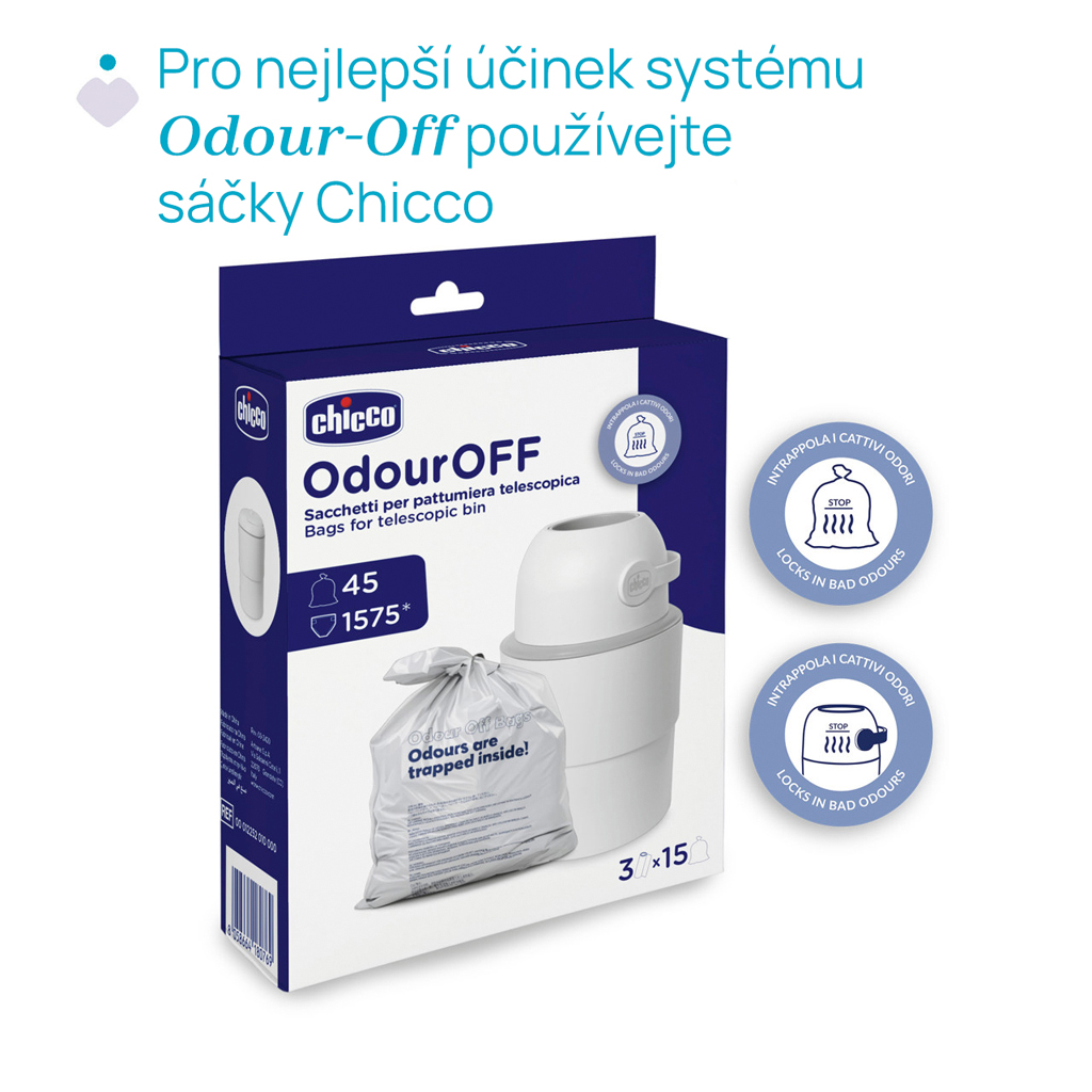 CHICCO Kôš na plienky teleskopický Odour Off na odstránenie zápachu Tundra