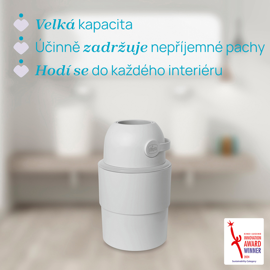 CHICCO Kôš na plienky teleskopický Odour Off na odstránenie zápachu Winter Clouds