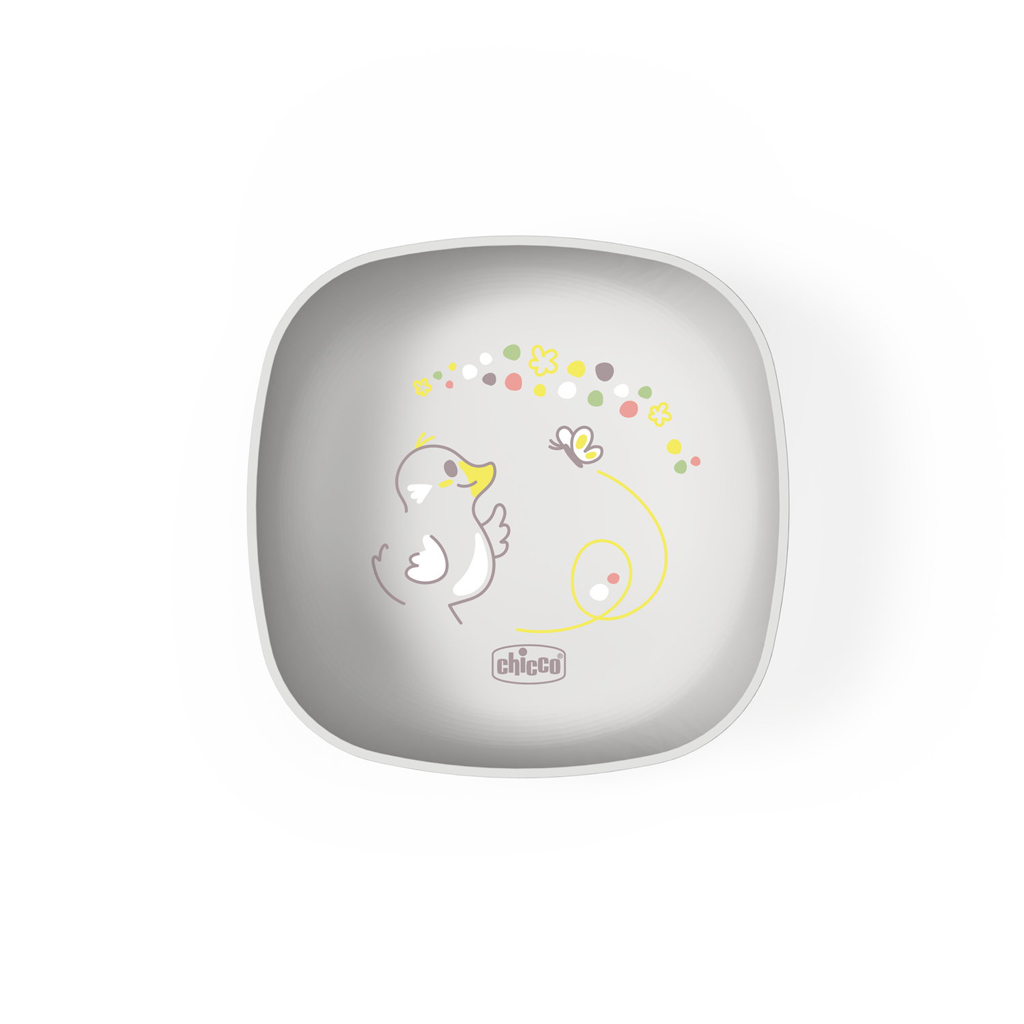 CHICCO Set jedálenský - miska a tanier grey 12m+