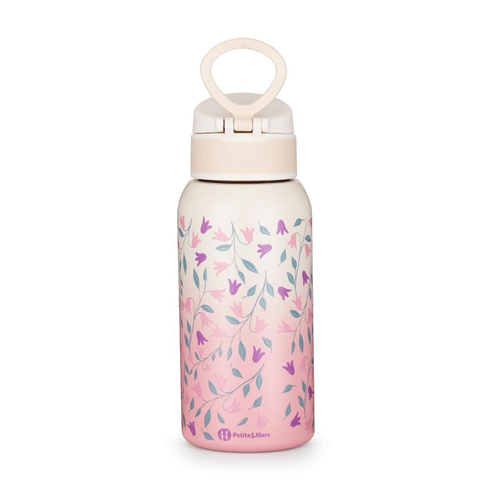 PETITE&amp;MARS Fľaša nerezová termo s náustkom 500 ml Delicate Flowers 36m+