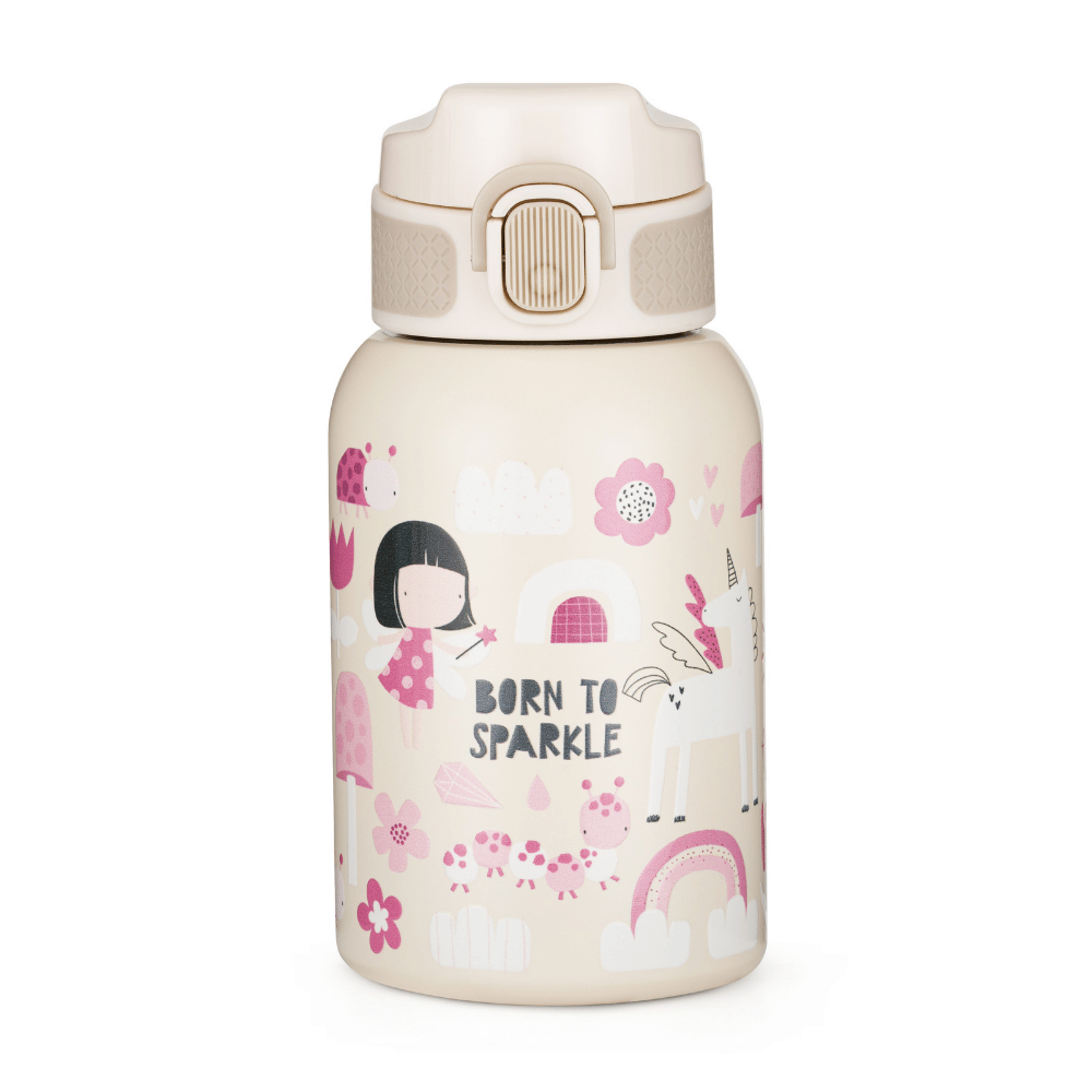 PETITE&amp;MARS Fľaša nerezová termo so slamkou 350 ml Twinkling Fairy 12m+