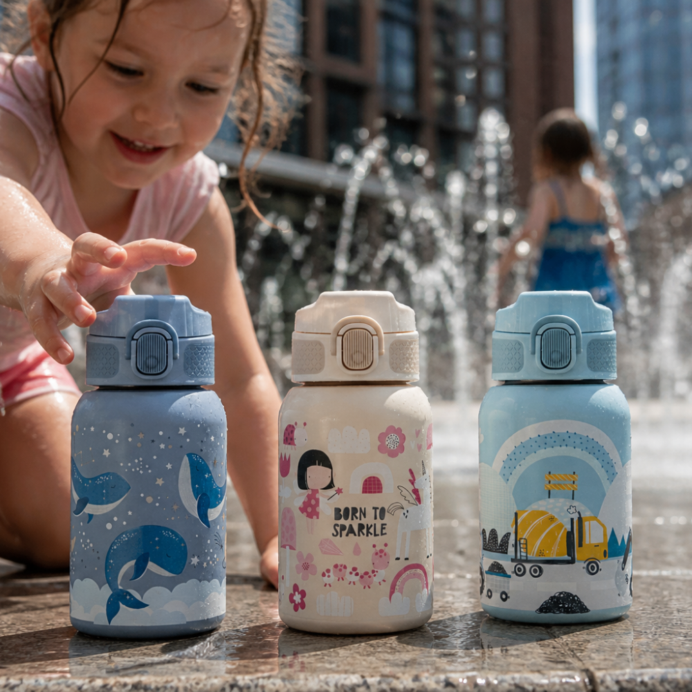 PETITE&amp;MARS Fľaša nerezová termo so slamkou 350 ml Twinkling Fairy 12m+