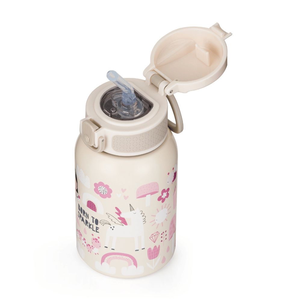 PETITE&amp;MARS Fľaša nerezová termo so slamkou 350 ml Twinkling Fairy 12m+