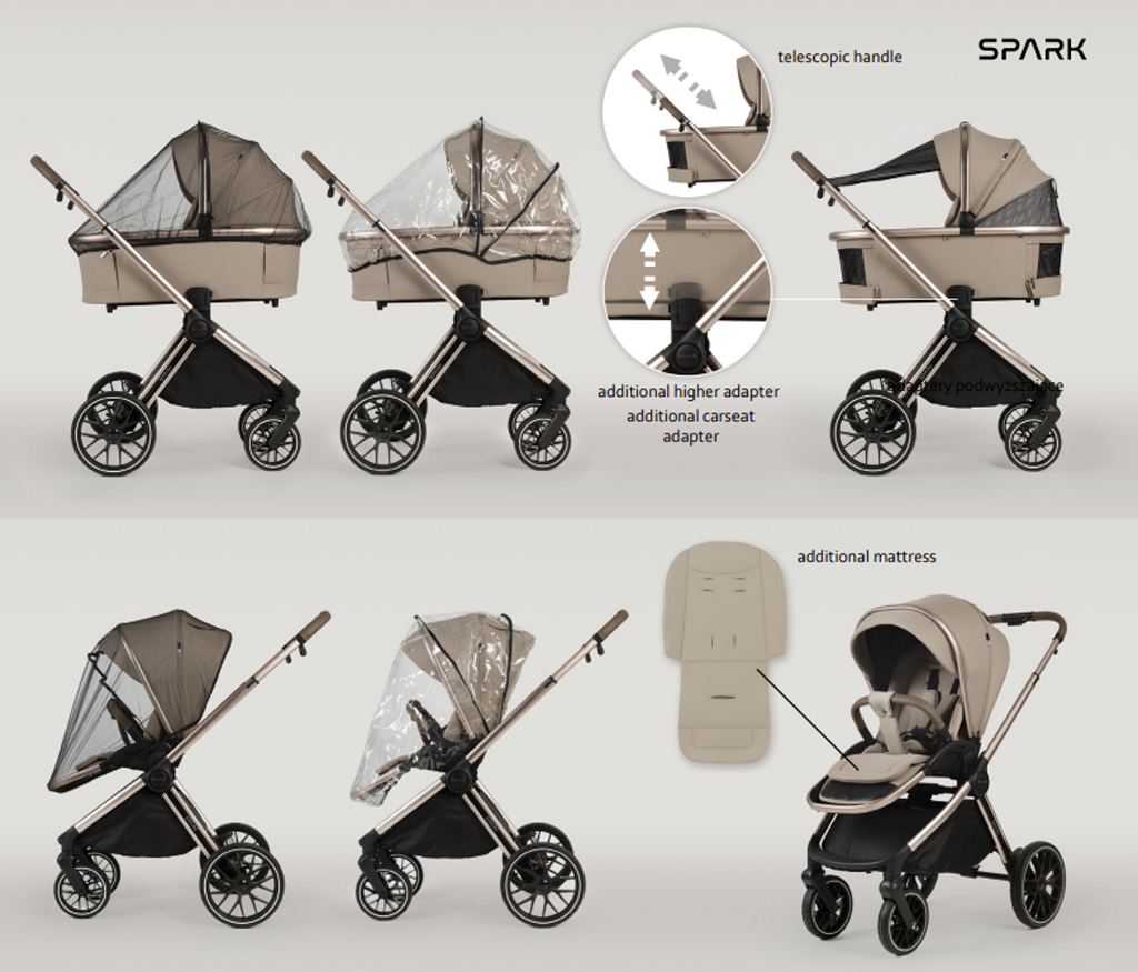ADAMEX Kočík kombinovaný Spark 11 Chocolate Fango