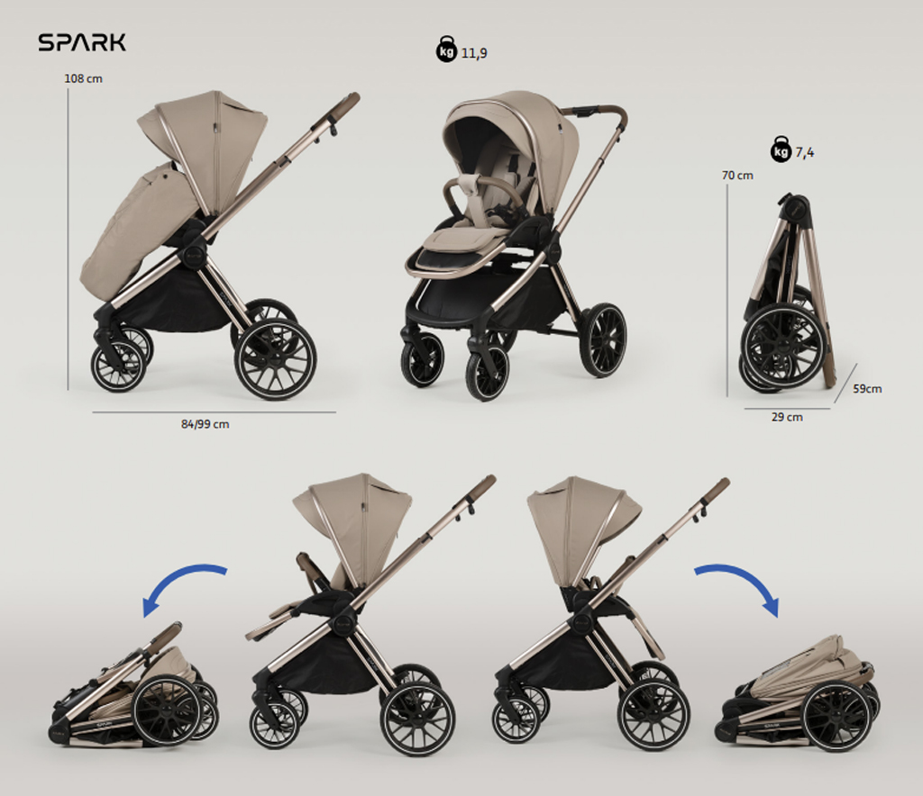 ADAMEX Kočík kombinovaný Spark 11 Chocolate Fango