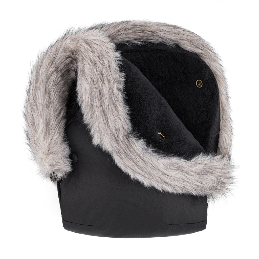 PETITE&amp;MARS Set zimný fusak Arctic 4v1 + rukavice na kočík Furry Forever Black