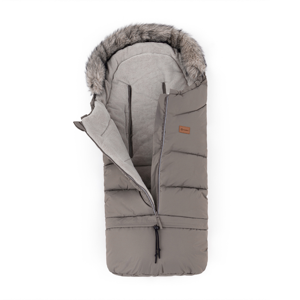 PETITE&amp;MARS Set zimný fusak Arctic 4v1 + rukavice na kočík Furry Mocha Mousse