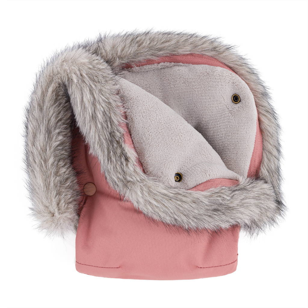 PETITE&amp;MARS Set zimný fusak Arctic 4v1 + rukavice na kočík Furry Old Rose
