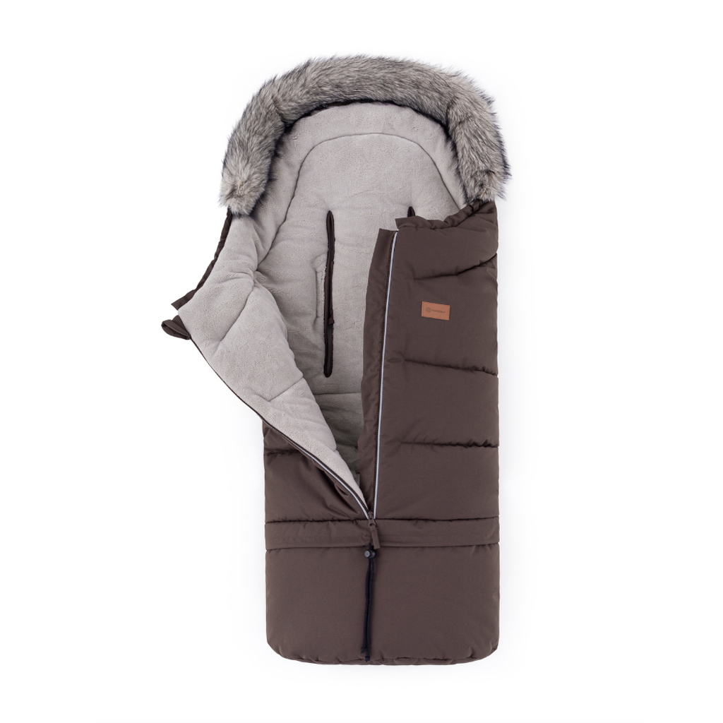 PETITE&amp;MARS Set zimný fusak Arctic 4v1 + rukavice na kočík Furry Rich Brown