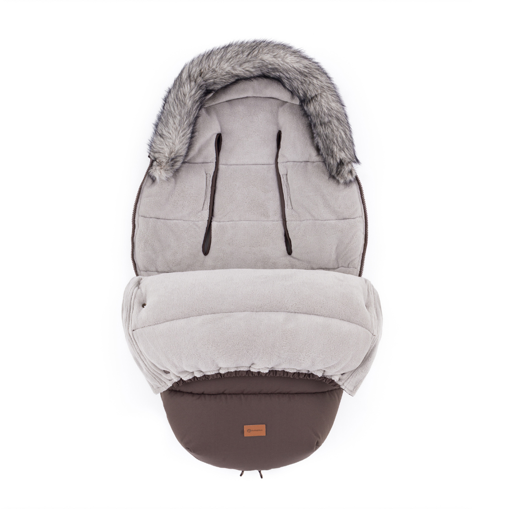 PETITE&amp;MARS Set zimný fusak Comfy 4v1 + rukavice na kočík Furry Rich Brown