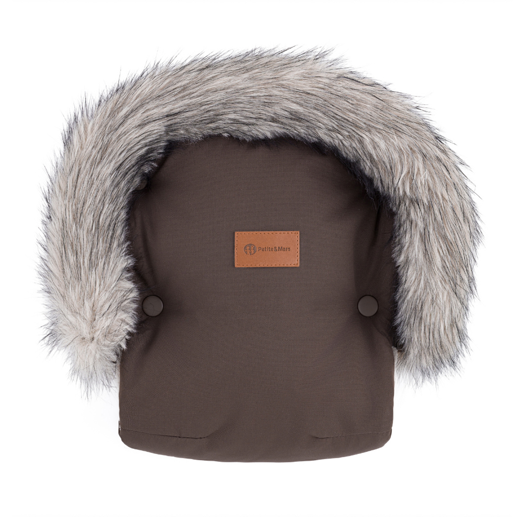 PETITE&amp;MARS Set zimný fusak Comfy 4v1 + rukavice na kočík Furry Rich Brown