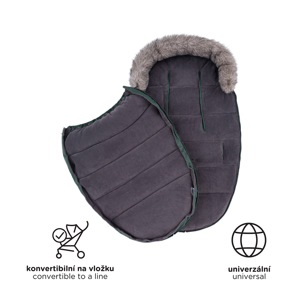 PETITE&amp;MARS Set zimný fusak Comfy 4v1 + rukavice na kočík Furry Rich Brown
