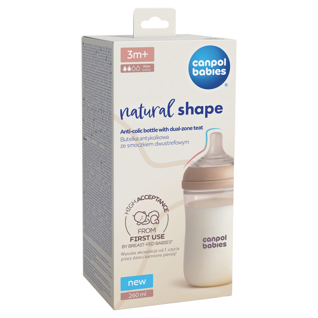 CANPOL BABIES Fľaša antikoliková Natural shape 260ml