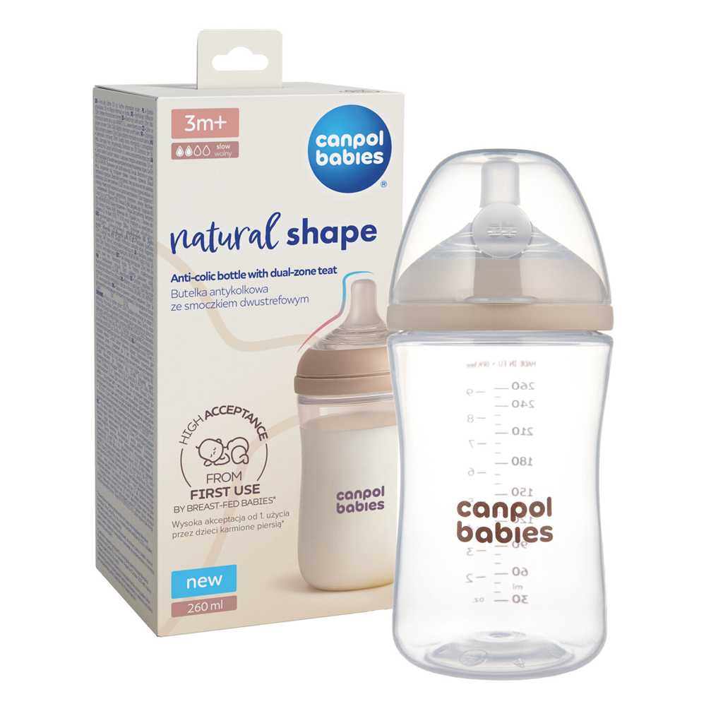 CANPOL BABIES Fľaša antikoliková Natural shape 260ml