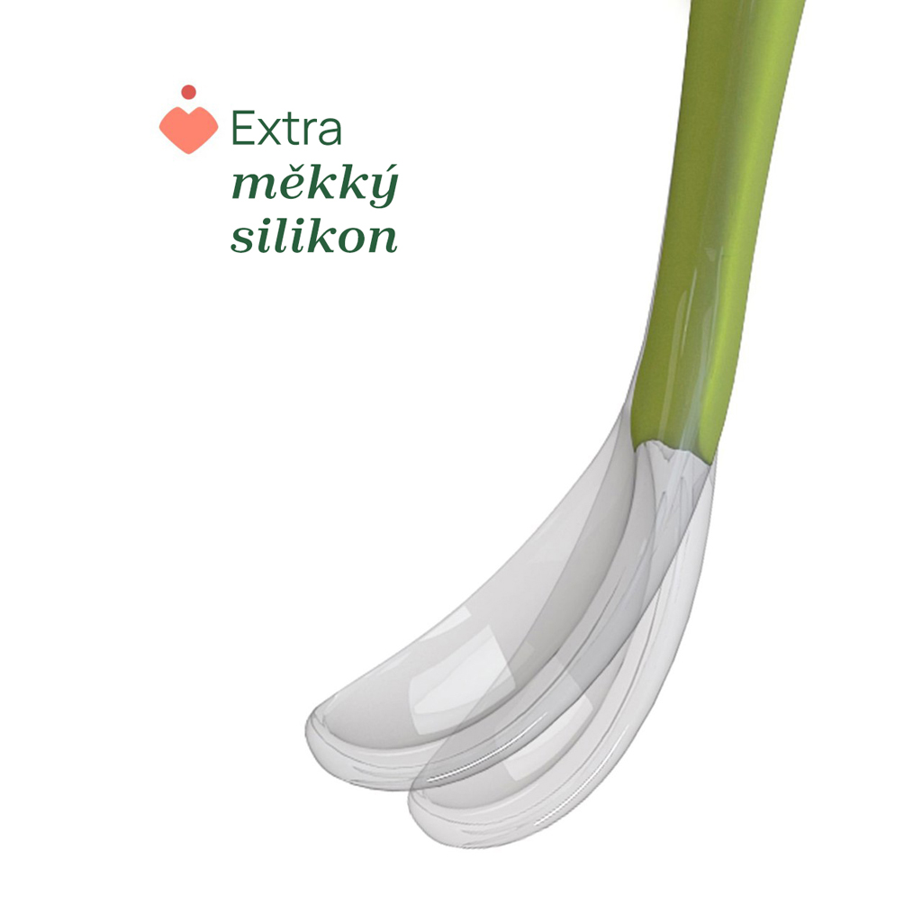 CHICCO Lyžička silikónová Soft zelená 6m+